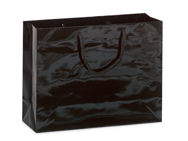 Black Gloss Gift Bags, Medium 13x5x10", 10 Pack