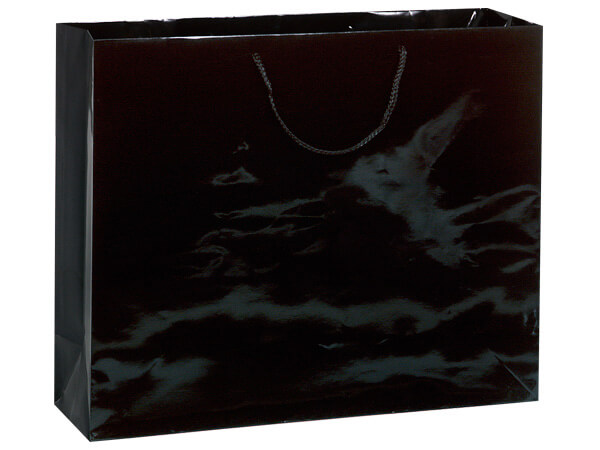 Black Gloss Gift Bags, Vogue 16x6x12", 100 Pack