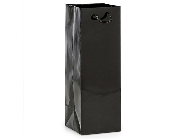 Black Gloss Gift Bags, Wine 4.5x4.5x13", 100 Pack