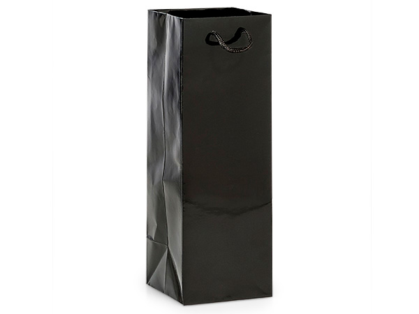 Black Gloss Gift Bags, Wine 4.5x4.5x13", 10 Pack