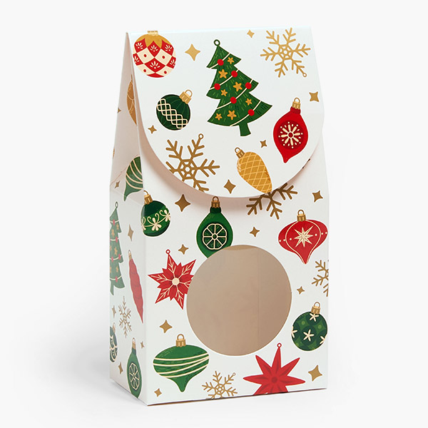 Christmas Vintage Ornaments Gourmet Window Box, Small 3.5x1.75x6.5", 6