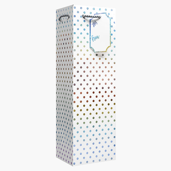 Silver Dots White Bottle Gift Bags, 4.5" w x 14" h x 4.5" d, 60 pack