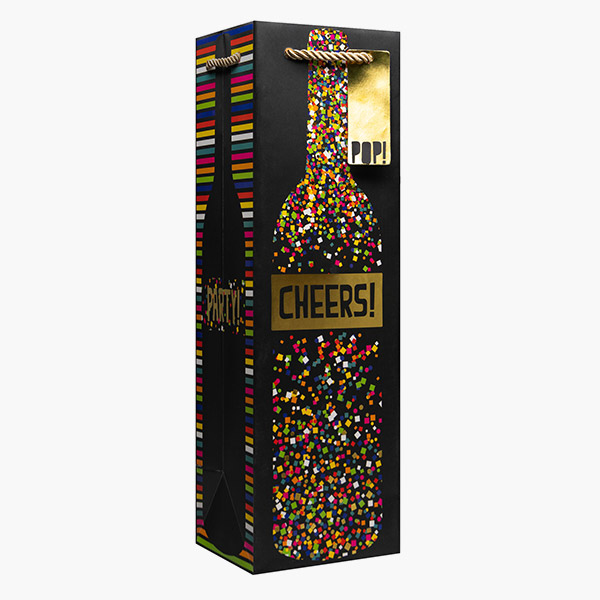 Party Popper Bottle Gift Bags, 4.5" w x 14" h x 4.5" d, 60 pack
