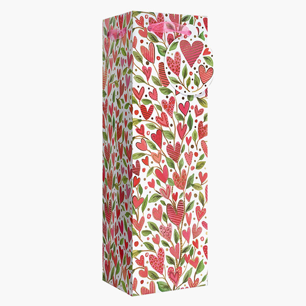 Love Grows Bottle Gift Bags, 4.5" w x 14" h x 4.5" d, 60 pack