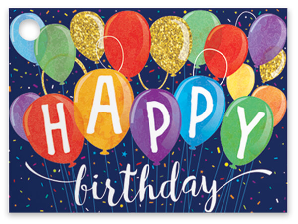 Happy Birthday Balloons Theme Card, 3.75x2.75", 6 Pack