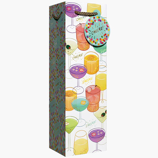Tipsy Time Bottle Gift Bags, 4.5" w x 14" h x 4.5" d, 60 pack