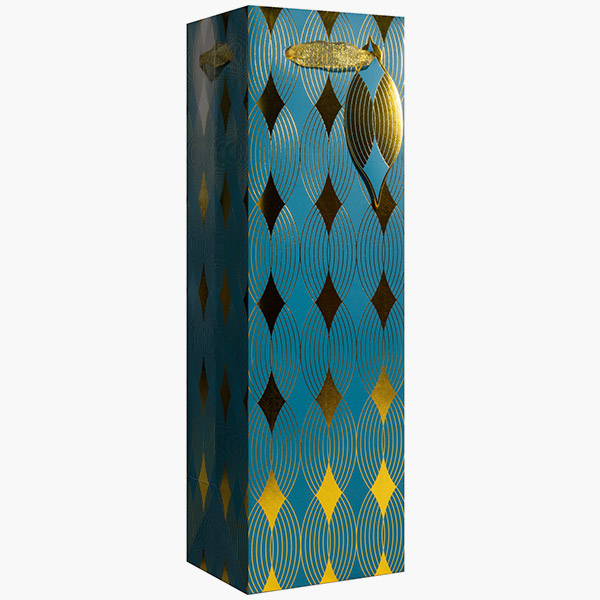 Gilded Geo Gold Bottle Gift Bags, 4.5" w x 14" h x 4.5" d, 60 pack