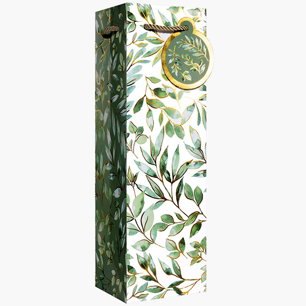 Elegant Leaves Bottle Gift Bags, 4.5" w x 14" h x 4.5" d, 60 pack