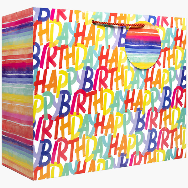 Rainbow Birthday Jumbo Gift Bags, 17.5" w x 14" h x 7" d, 60 pack