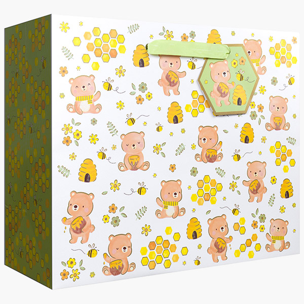 Honey Bears Large Gift Bags, 12.5" w x 10" h x 5" d, 60 pack