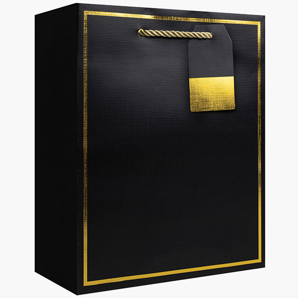 Black Gold Frame Medium Gift Bags, 8" w x 10" h x 4" d, 60 pack