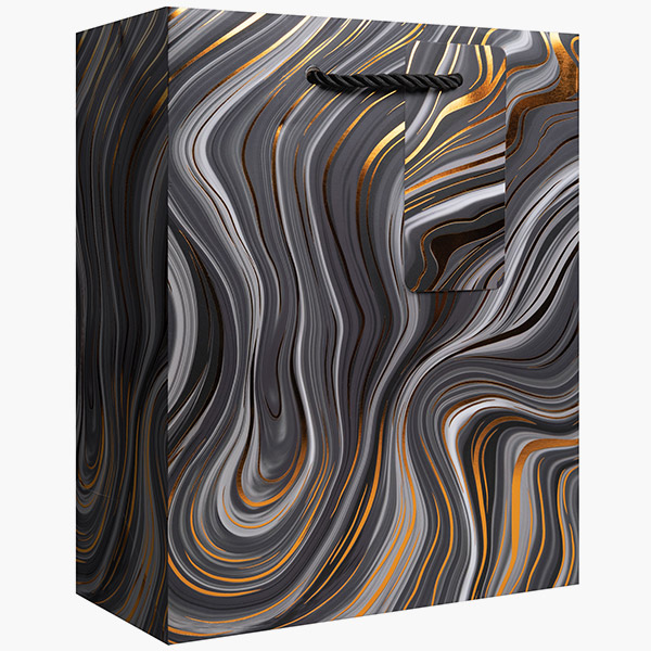 Marbleized Black Medium Gift Bags, 8" w x 10" h x 4" d, 60 pack