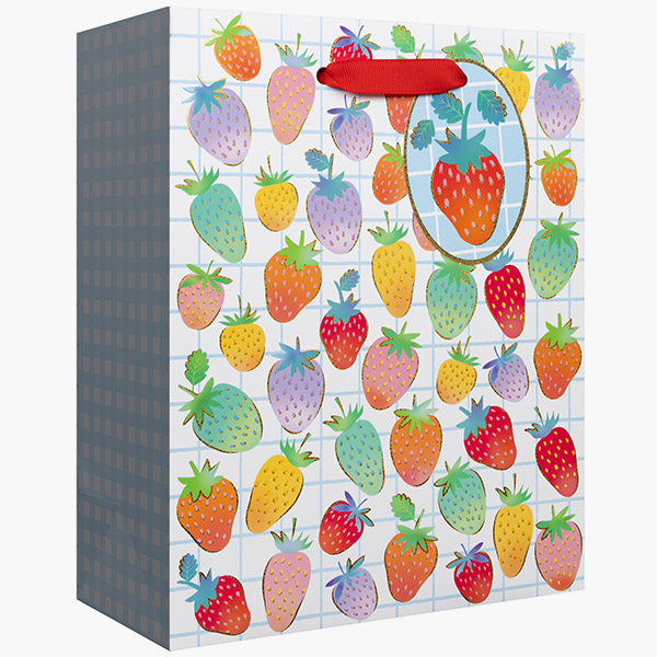 Sweet Strawberries Med Gift Bags, 8" w x 10" h x 4" d, 60 pack
