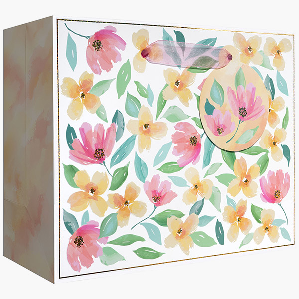 Full Bloom Medium Gift Bags, 10" w x 8" h x 4" d, 60 pack