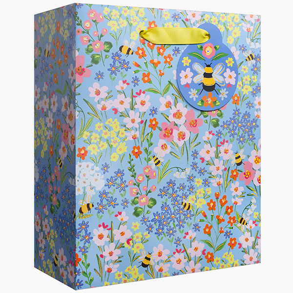 Garden Bees Medium Gift Bags, 8" w x 10" h x 4" d, 60 pack