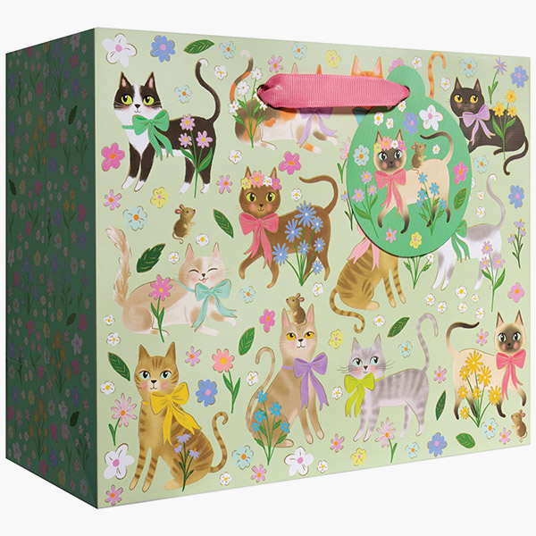Caturday Medium Gift Bags, 10" w x 8" h x 4" d, 60 pack