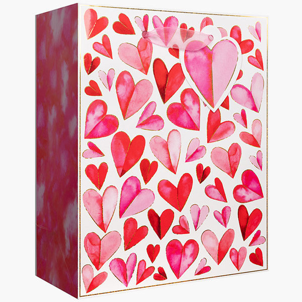Folded Hearts Medium Gift Bags, 8" w x 10" h x 4" d, 60 pack