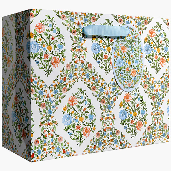 Floral Damask Medium Gift Bags, 10" w x 8" h x 4" d, 60 pack
