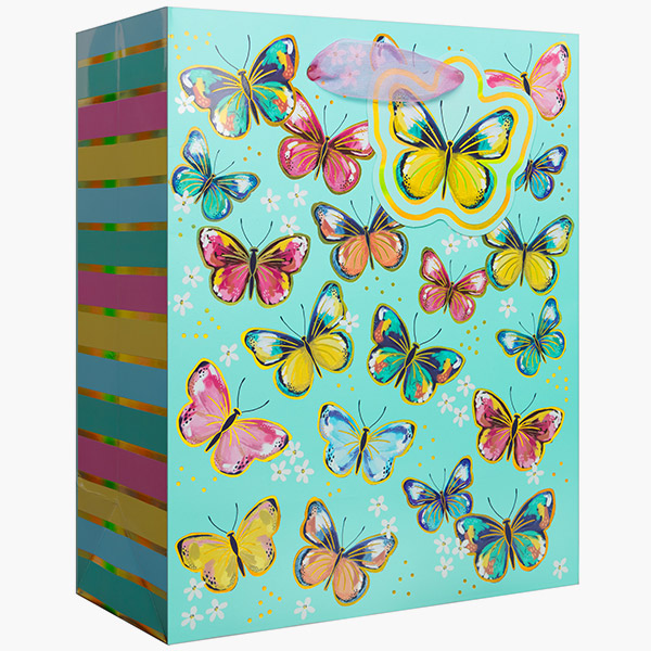 Colorful Butterflies Med Gift Bags, 8" w x 10" h x 4" d, 60 pack