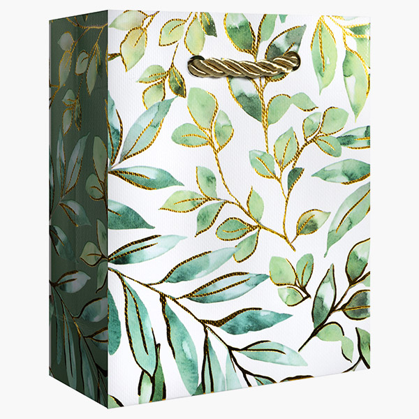 Elegant Leaves Tiny Gift Bags, 4" w x 5" h x 2" d, 60 pack