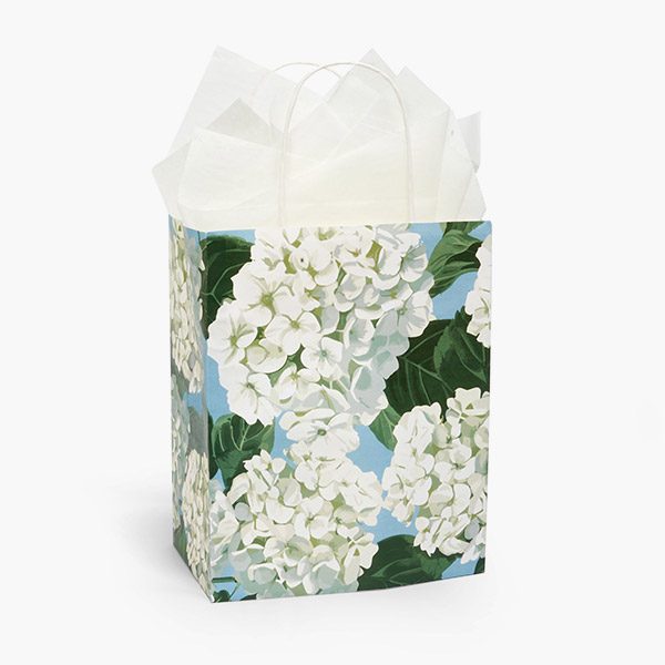 Hydrangea Blossoms Paper Gift Bag, Cub 8x4.75x10", 100 Pack