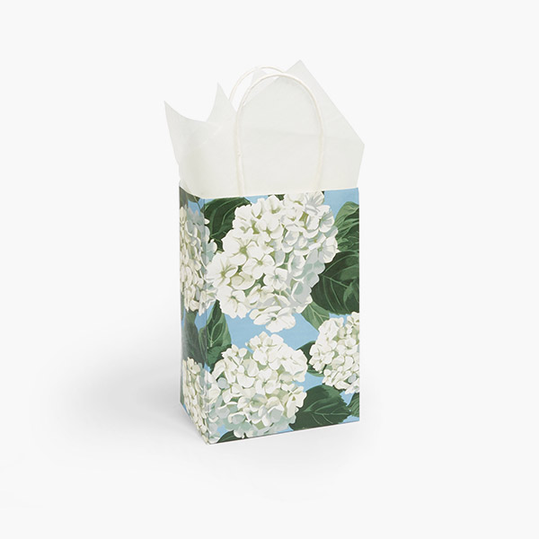 Hydrangea Blossoms Paper Gift Bag, Rose 5.25x3.5x8.25", 100 Pack