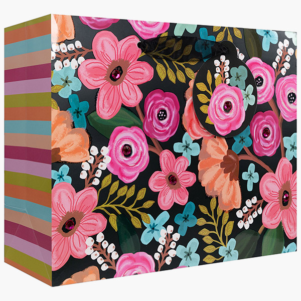 Gypsy Floral Large Gift Bags, 12.5" w x 10" h x 5" d, 60 pack