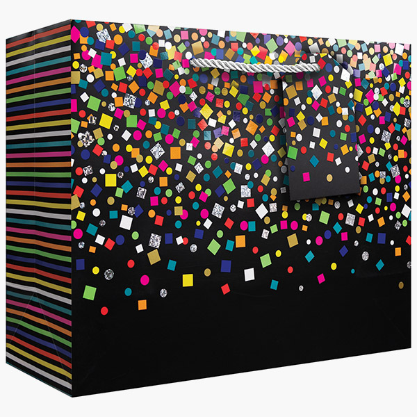 Party Popper Large Gift Bags, 12.5" w x 10" h x 5" d, 60 pack
