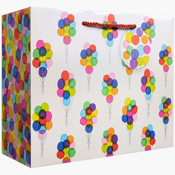 Bunch of Balloons Large Gift Bags, 12.5" w x 10" h x 5" d, 60 pack