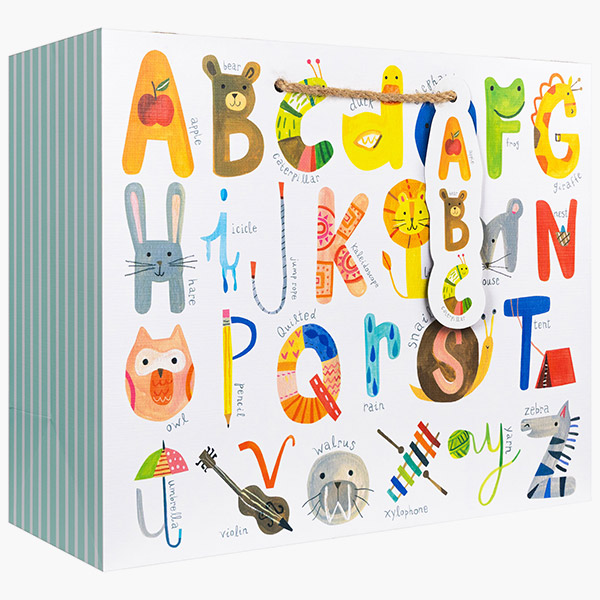 ABC's Large Gift Bags, 12.5" w x 10" h x 5" d, 60 pack