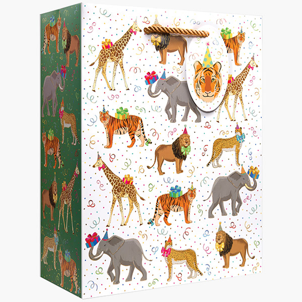 Go Wild Large Gift Bags, 10" w x 12.5" h x 5" d, 60 pack