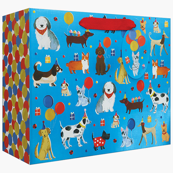 Party Dogs Large Gift Bags, 12.5" w x 10" h x 5" d, 60 pack