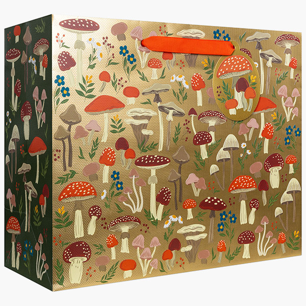 Mushroom Forest Large Gift Bags, 12.5" w x 10" h x 5" d, 60 pack
