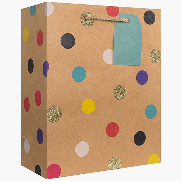 Party Dot Medium Gift Bags, 8" w x 10" h x 4" d, 60 pack