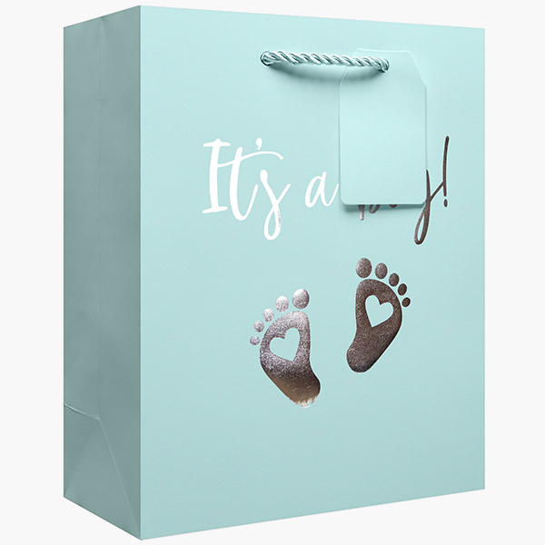 Its A Boy Medium Gift Bags, 8" w x 10" h x 4" d, 60 pack