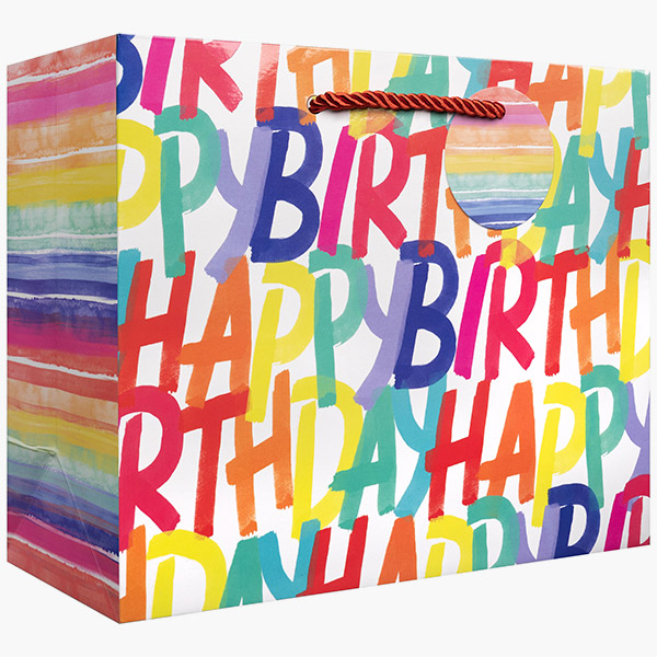 Rainbow Birthday Medium Gift Bags, 10" w x 8" h x 4" d, 60 pack