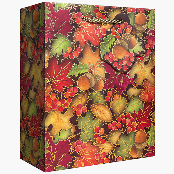 Autumn Leaves Medium Gift Bags, 8" w x 10" h x 4" d, 60 pack