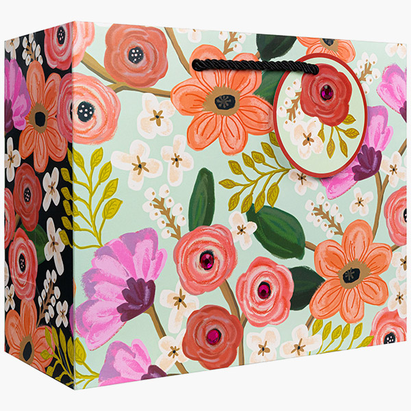 Gypsy Floral Medium Gift Bags, 10" w x 8" h x 4" d, 60 pack