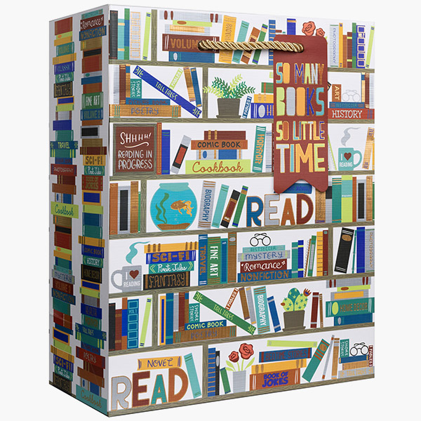 Books Medium Gift Bags, 8" w x 10" h x 4" d, 60 pack