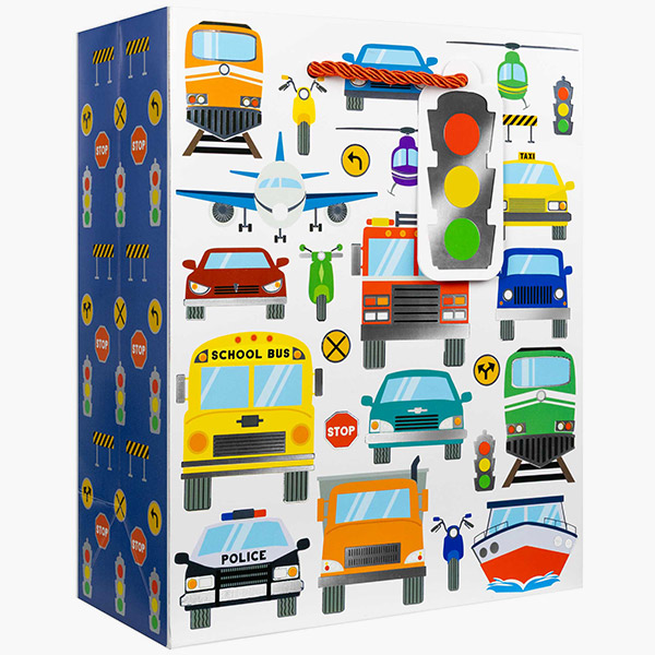 Traffic Jam Medium Gift Bags, 8" w x 10" h x 4" d, 60 pack