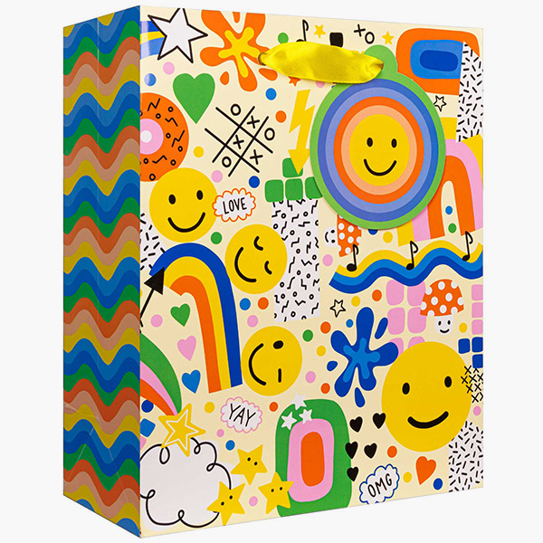 Happy Party Medium Gift Bags, 8" w x 10" h x 4" d, 60 pack