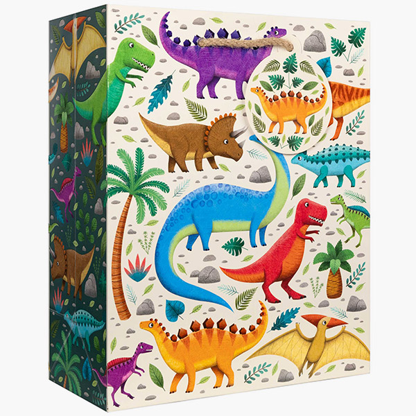 Dinosaurs Medium Gift Bags, 8" w x 10" h x 4" d, 60 pack