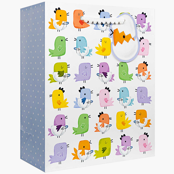 Baby Chicks Medium Gift Bags, 8" w x 10" h x 4" d, 60 pack