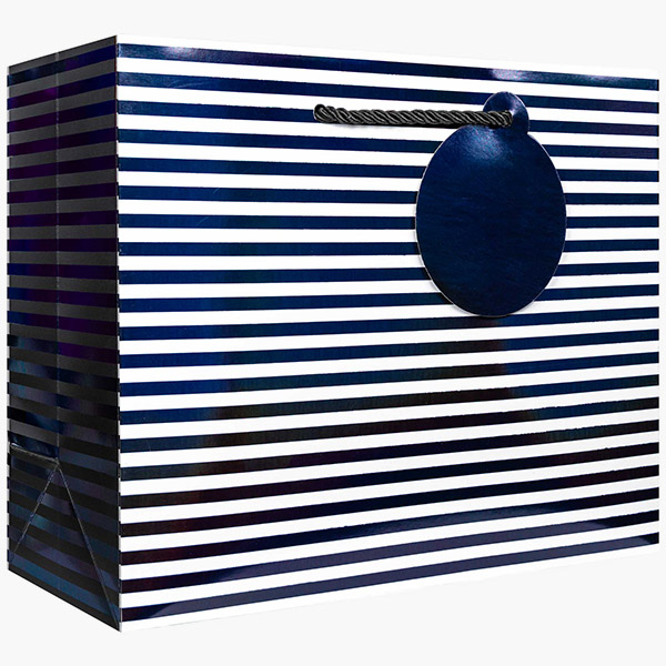 Black White Stripe Med Gift Bags, 10" w x 8" h x 4" d, 60 pack