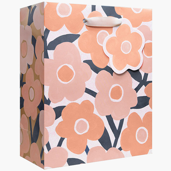 Elegant Flowers Medium Gift Bags, 8" w x 10" h x 4" d, 60 pack