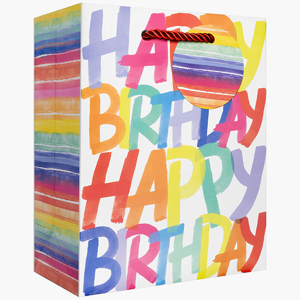 Rainbow Birthday Small Gift Bags, 7.5" w x 6" h x 3" d, 60 pack