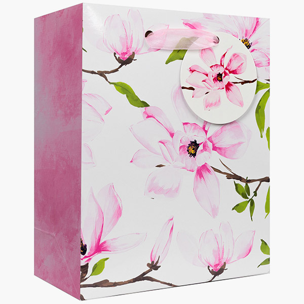 Magnolia Small Gift Bags, 6" w x 7.5" h x 3" d, 60 pack
