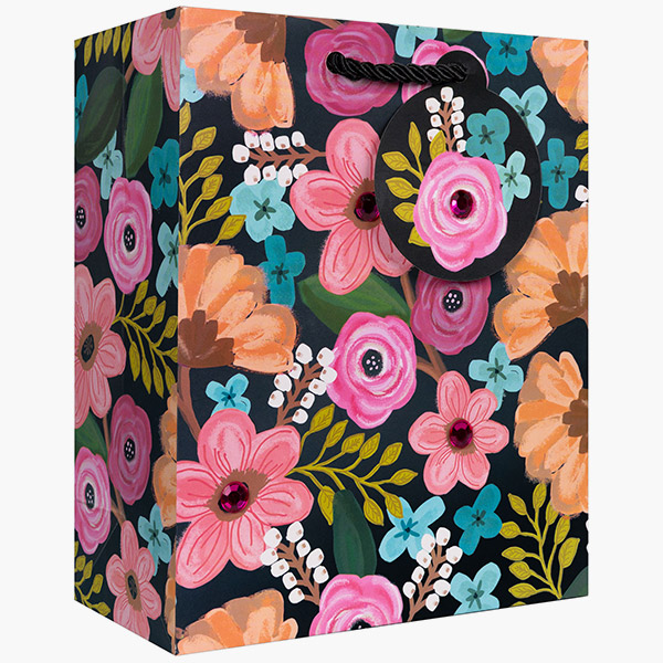 Gypsy Floral Small Gift Bags, 6" w x 7.5" h x 3" d, 60 pack