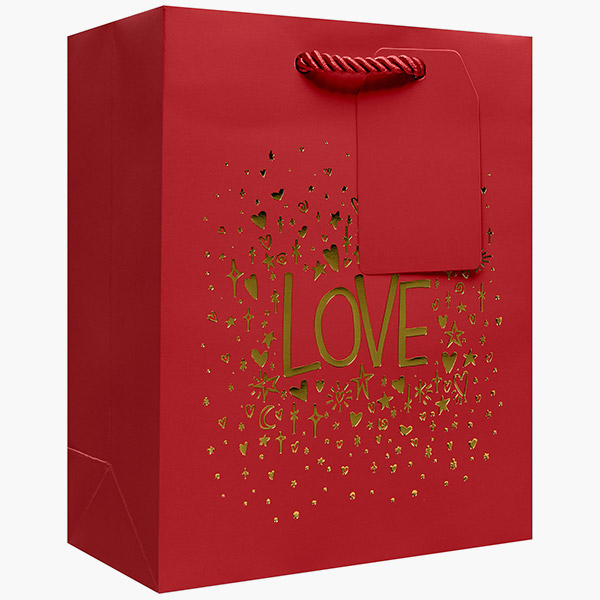 Sparkle Love Small Gift Bags, 6" w x 7.5" h x 3" d, 60 pack
