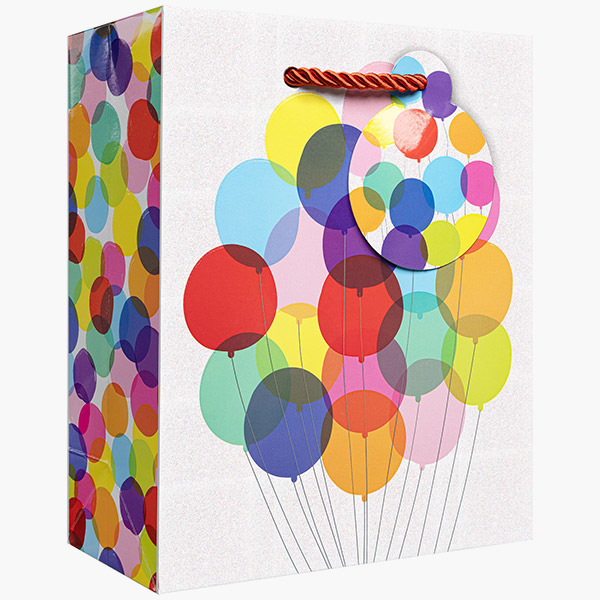 Bunch of Balloons Small Gift Bags, 6" w x 7.5" h x 3" d, 60 pack